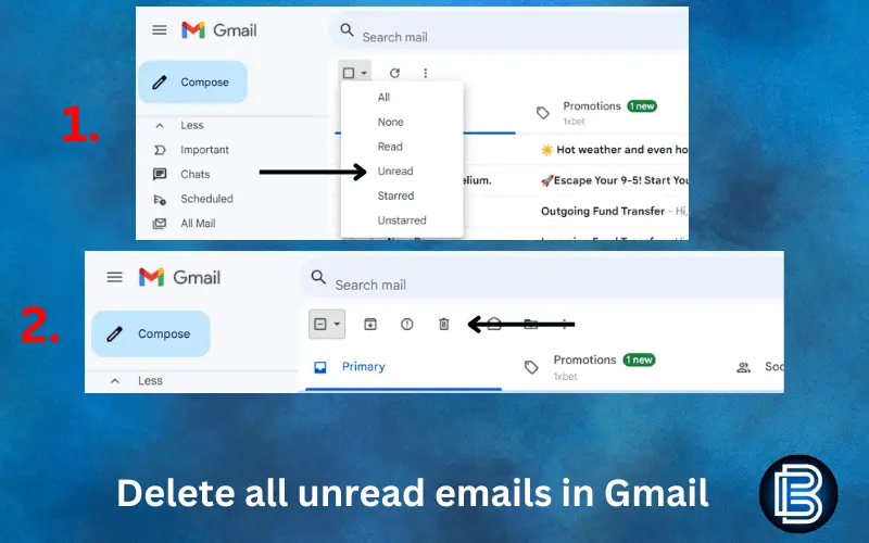 Delete all unread emails in Gmail